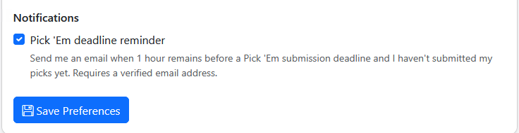 v1.52.0 update — Pick 'Em deadline reminders